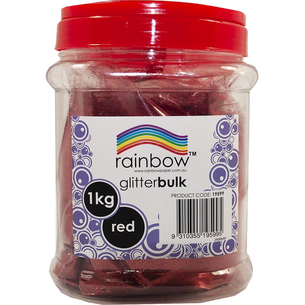 Image for RAINBOW GLITTER 1KG JAR RED from Memo Office and Art