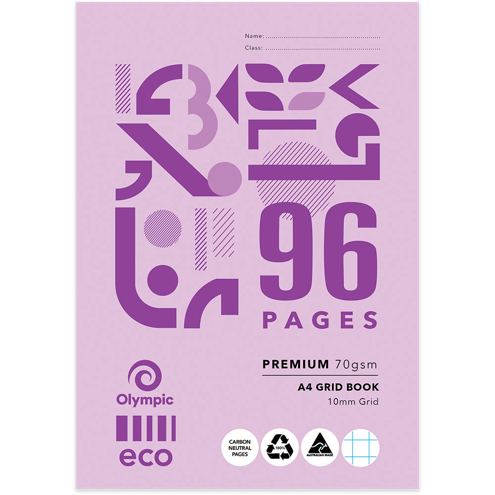 Image for OLYMPIC G109P ECO GRID BOOK 10MM 70GSM 96 PAGE A4 from Prime Office Supplies
