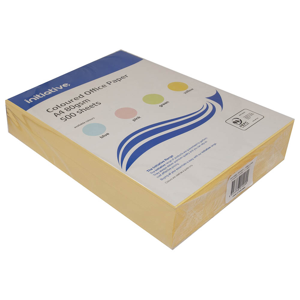 Image for INITIATIVE COLOURS COPY PAPER 80GSM A4 YELLOW PACK 500 SHEETS from Mercury Business Supplies