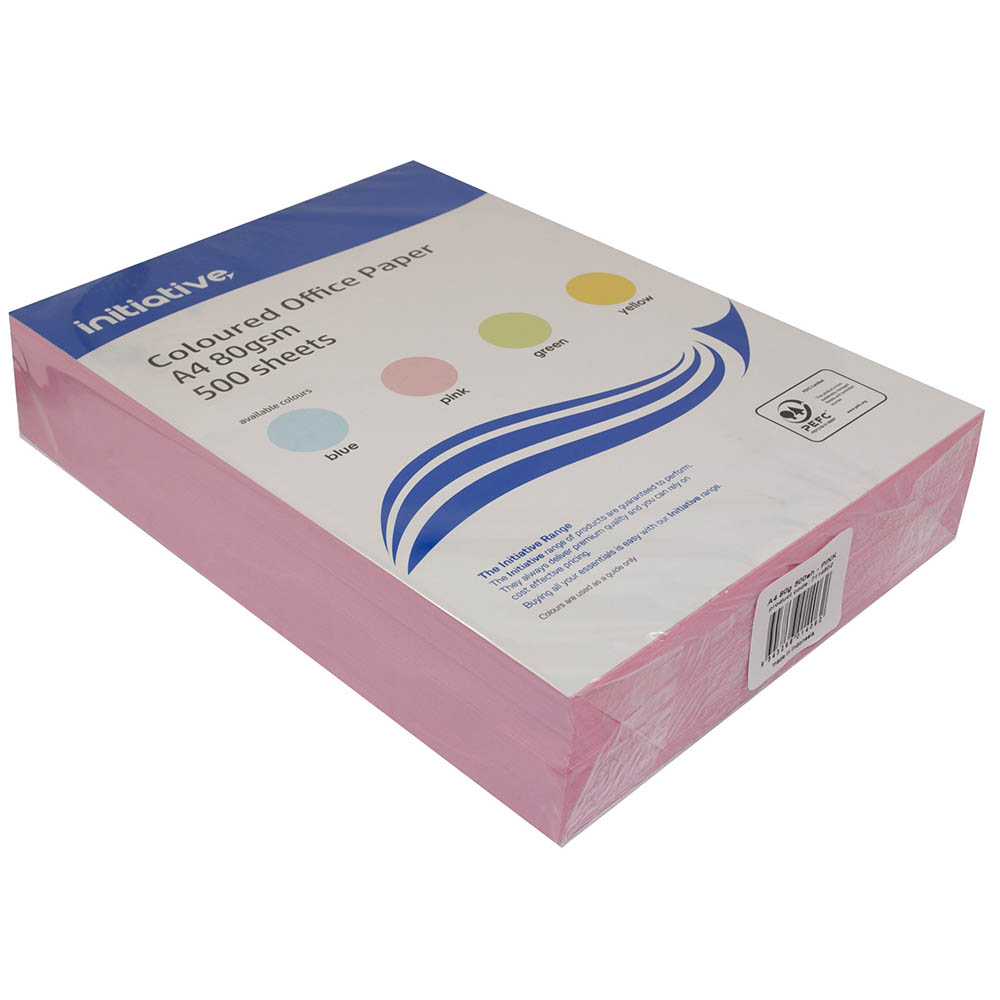 Image for INITIATIVE COLOURS COPY PAPER 80GSM A4 PINK PACK 500 SHEETS from Mitronics Corporation