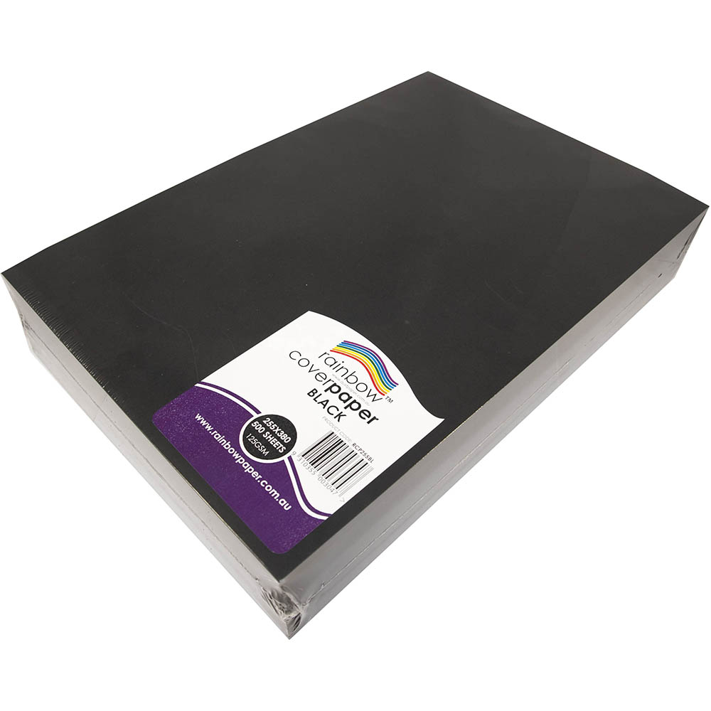 Image for RAINBOW COVER PAPER 125GSM 255 X 380MM BLACK 500 SHEETS from Memo Office and Art