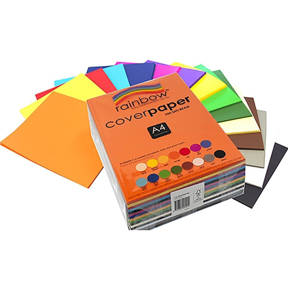 Image for RAINBOW COVER PAPER 125GSMM A4 ASSORTED PACK 500 from Challenge Office Supplies