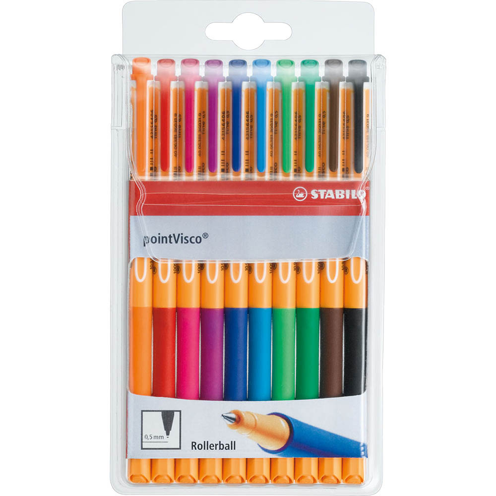 Image for STABILO POINT VISCO GEL ROLLERBALL PEN 0.5MM ASSORTED PACK 10 from BusinessWorld Computer & Stationery Warehouse