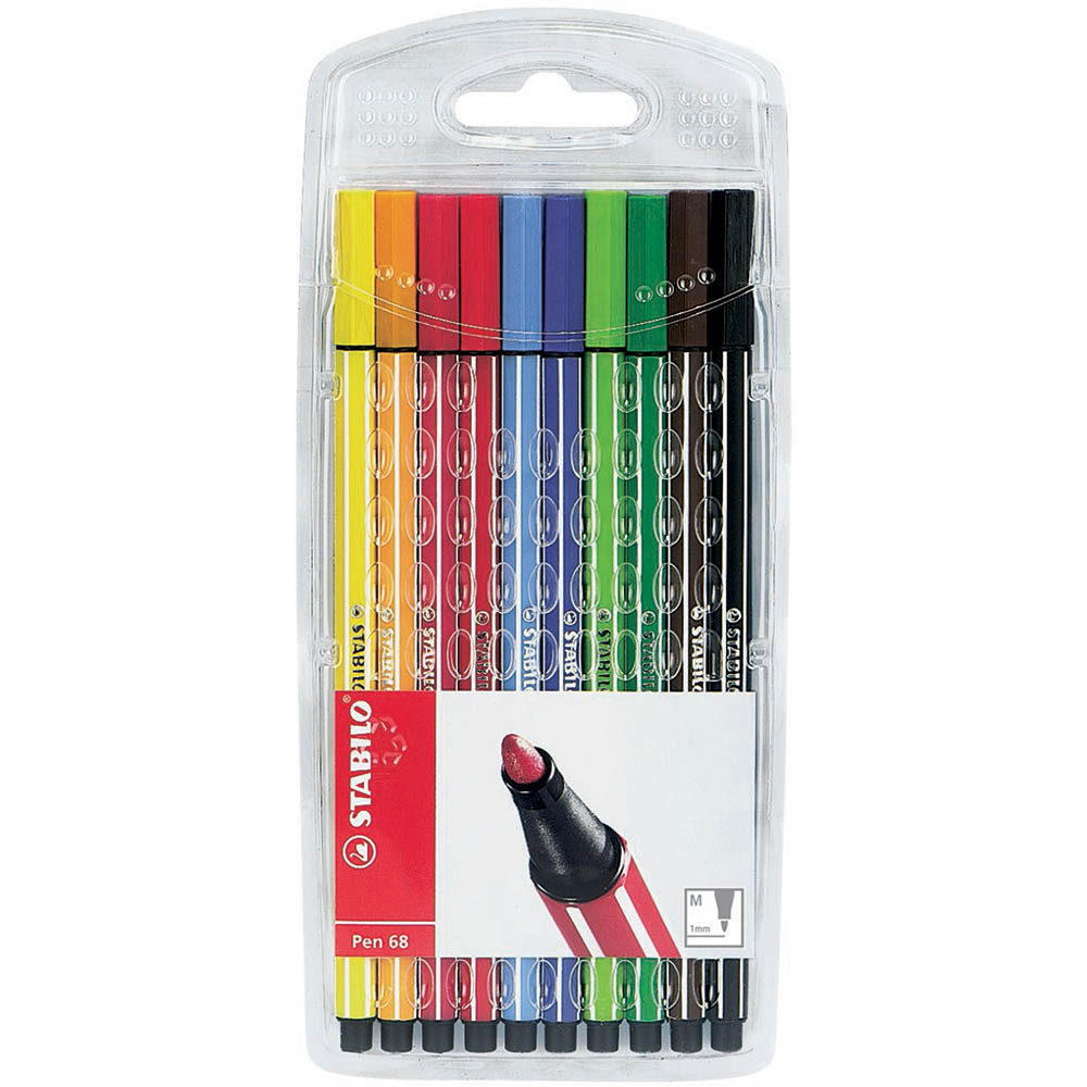 Image for STABILO 68 FIBRE TIP PENS 1.0MM ASSORTED WALLET 10 from Memo Office and Art