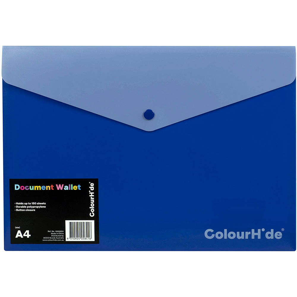 Image for COLOURHIDE DOCUMENT WALLET PP A4 CLASSIC BLUE from Memo Office and Art