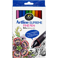 artline supreme fineliner pen 0.4mm assorted pack 10