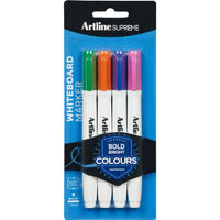 artline supreme antimicrobial whiteboard marker bullet 1.5mm bright assorted pack 4