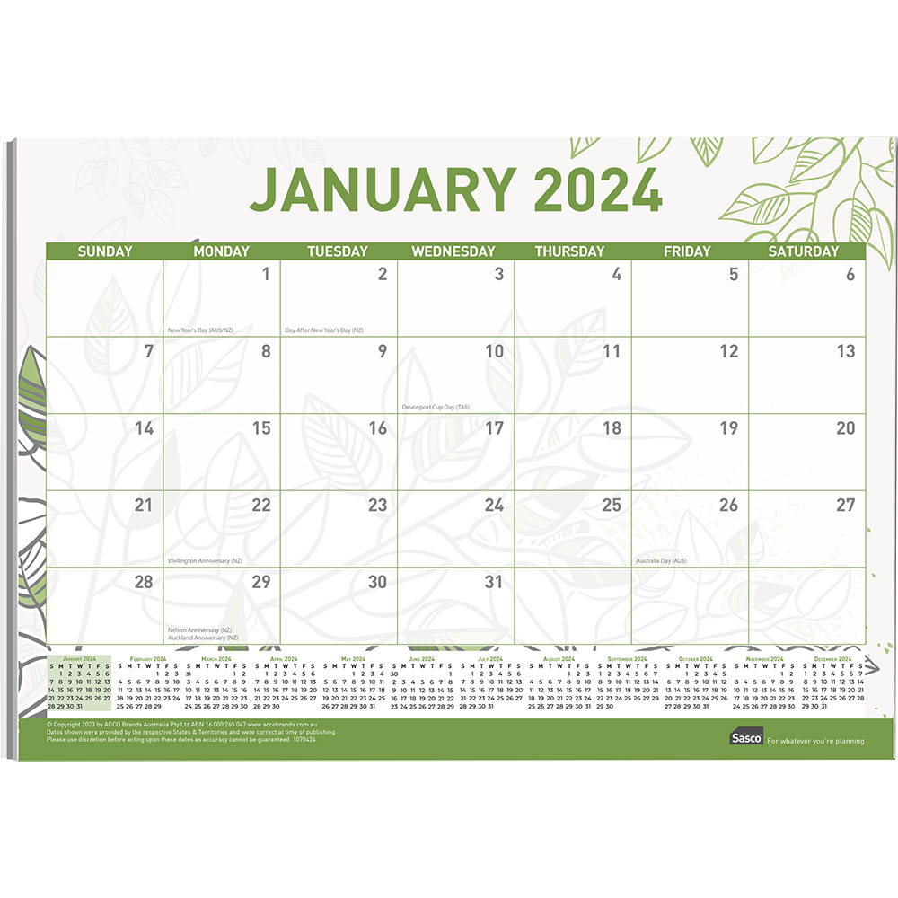 Image for SASCO 10701 ECO LARGE 480 X 340MM DESK PLANNER from That Office Place PICTON