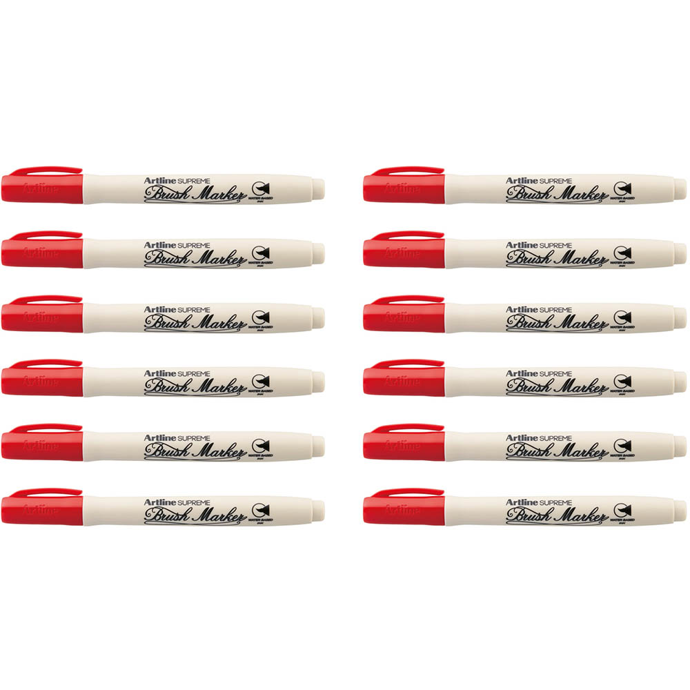Image for ARTLINE SUPREME BRUSH MARKER 5MM RED BOX 12 from Mitronics Corporation