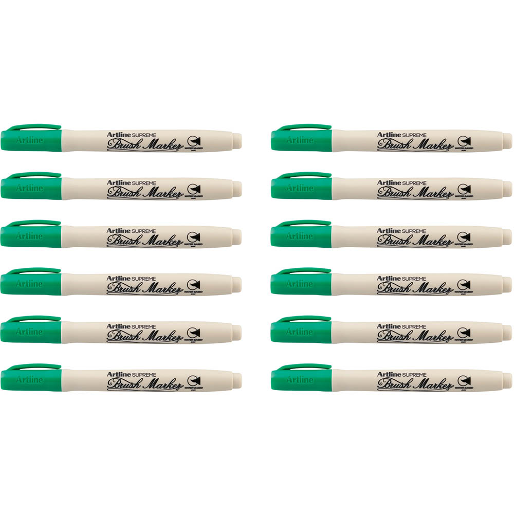 Image for ARTLINE SUPREME BRUSH MARKER 5MM GREEN BOX 12 from Memo Office and Art