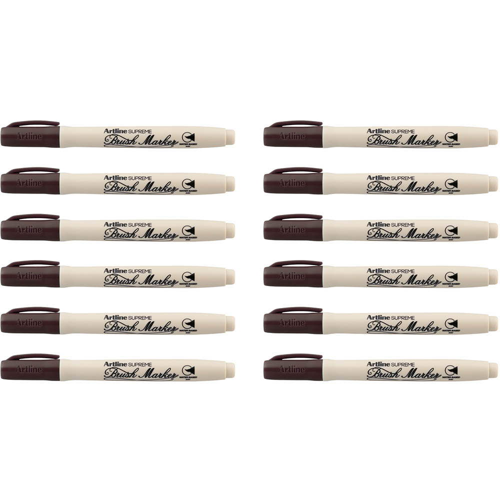 Image for ARTLINE SUPREME BRUSH MARKER 5MM DARK BROWN BOX 12 from Office Play