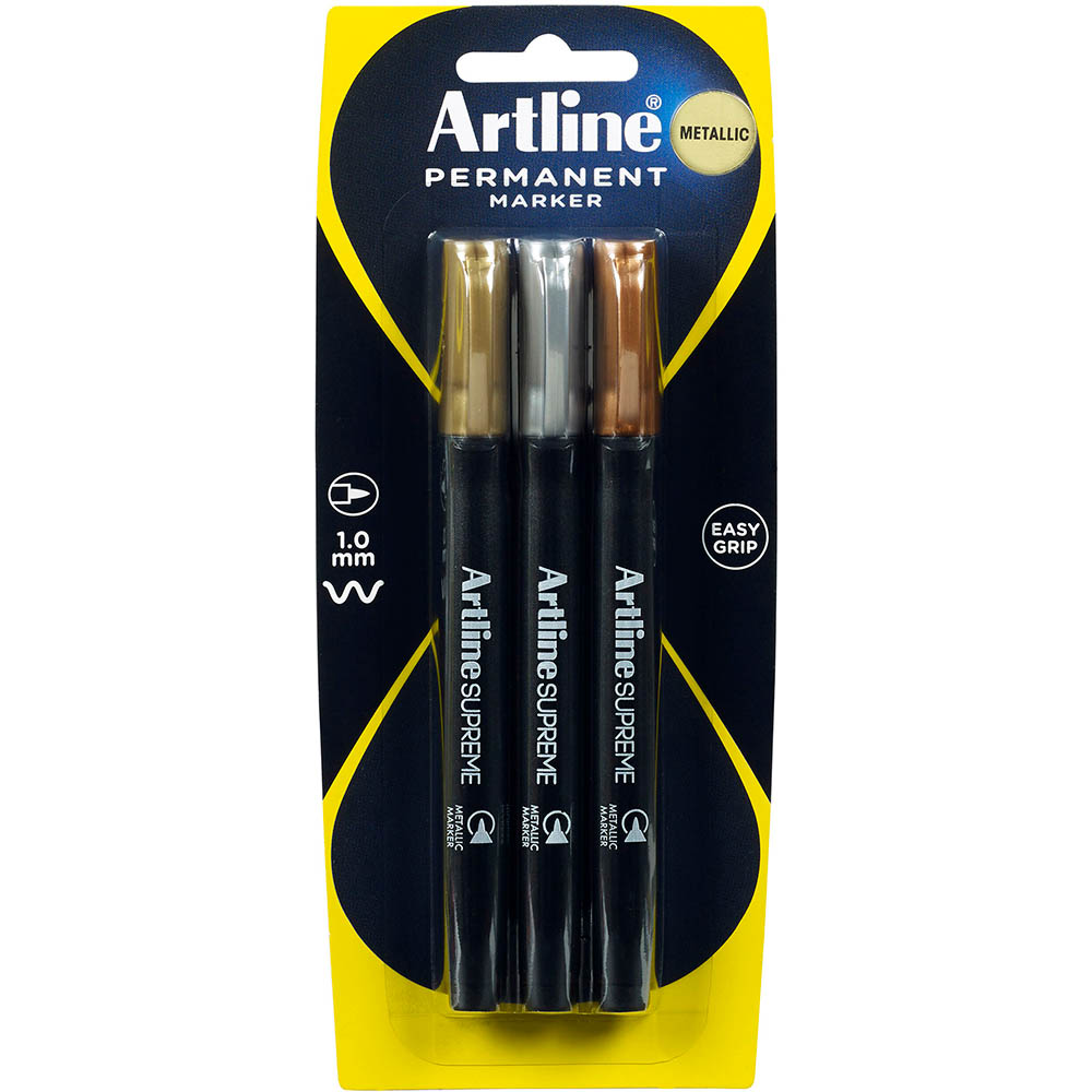 Image for ARTLINE SUPREME METALLIC MARKER BULLET 1.0MM ASSORTED PACK 3 from Office Fix - WE WILL BEAT ANY ADVERTISED PRICE BY 10%