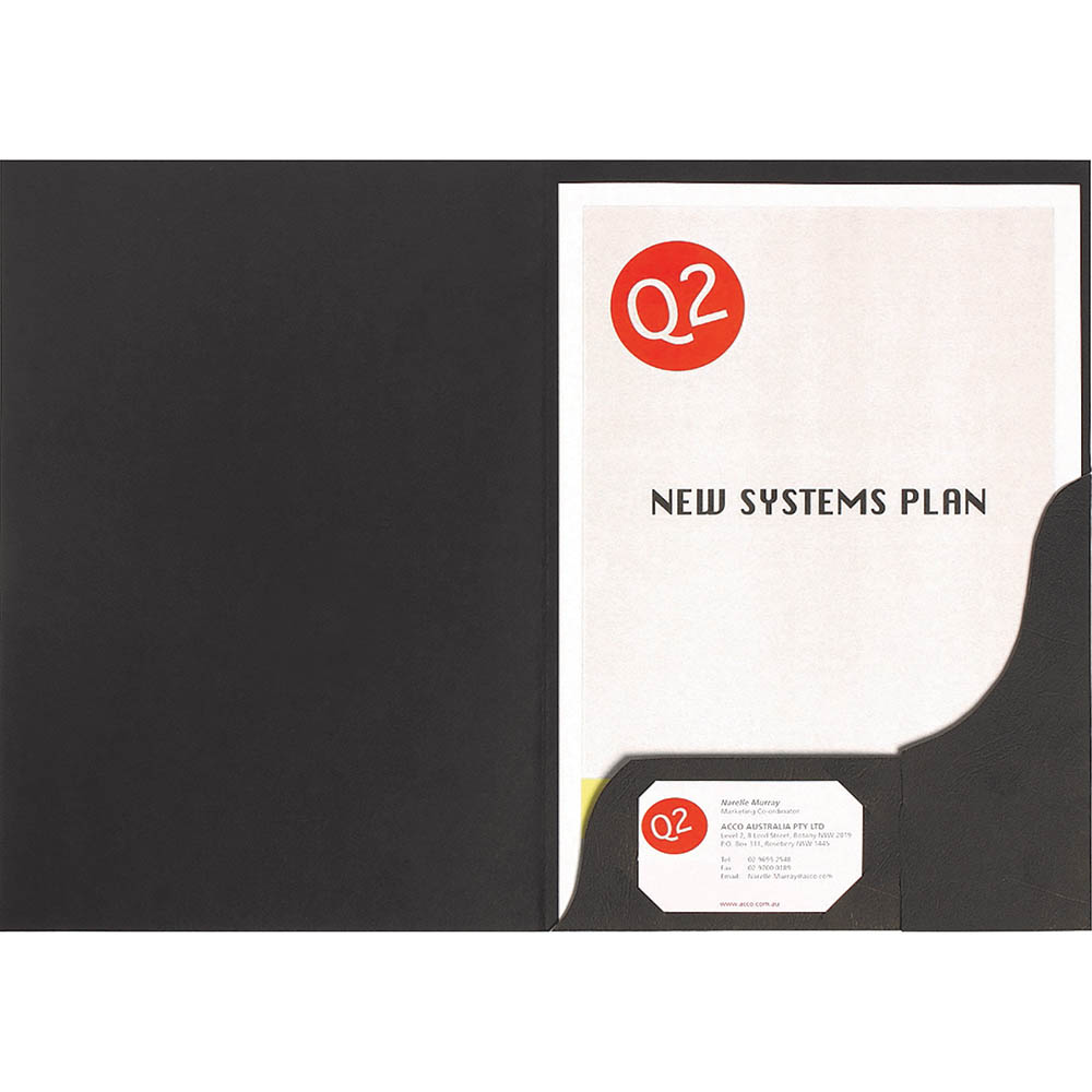 Image for MARBIG PROFESSIONAL PRESENTATION FOLDER A4 LEATHERGRAIN BLACK PACK 10 from Australian Stationery Supplies