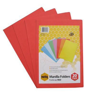 Image for MARBIG MANILLA FOLDER FOOLSCAP RED PACK 20 from Mitronics Corporation