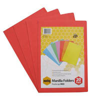 marbig manilla folder foolscap red pack 20