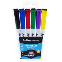 artline supreme eraser cap whiteboard marker bullet 1.5mm assorted pack 6