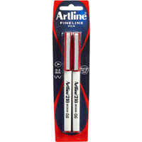 artline 210 fineliner pen 0.6mm red pack 2