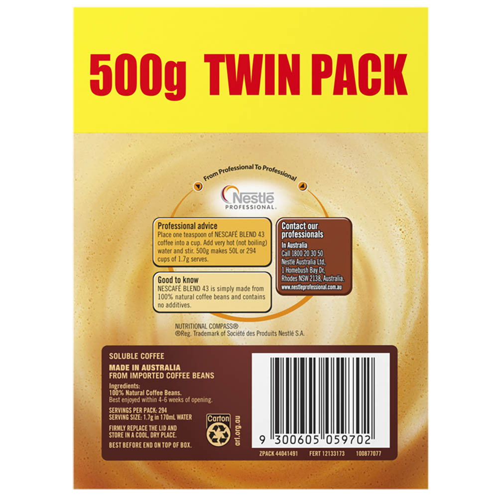 NESCAFE BLEND 43 INSTANT COFFEE 500G TWIN PACK 2 |  | 7024241i