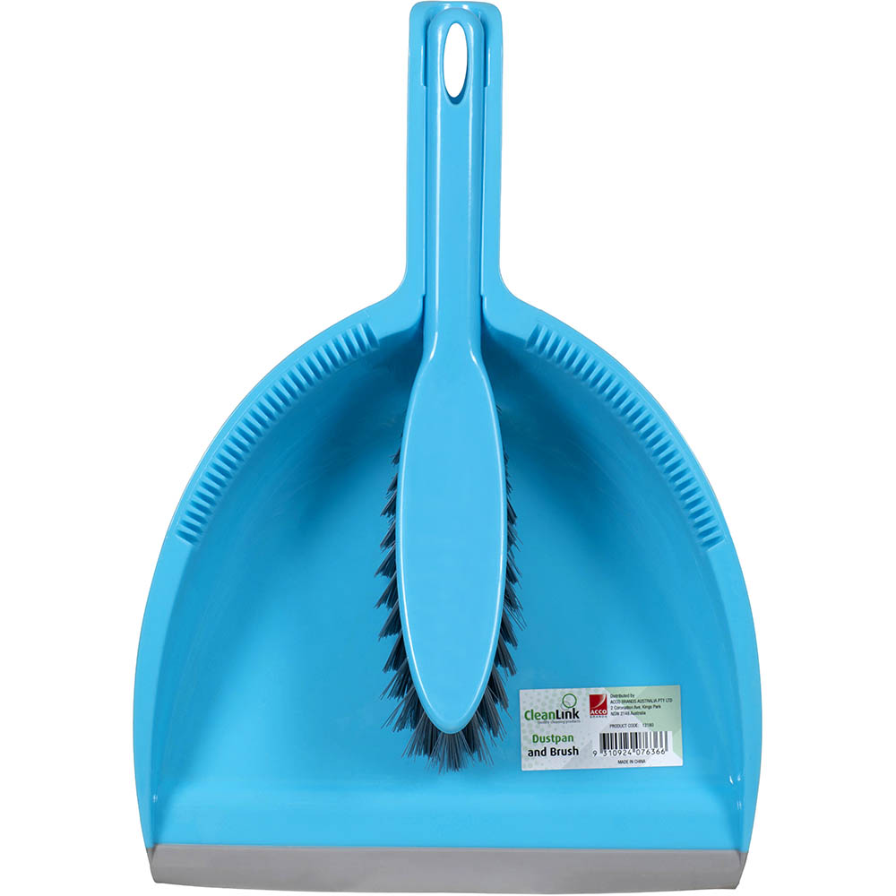 Image for CLEANLINK DUSTPAN AND BRUSH BLUE from Mitronics Corporation