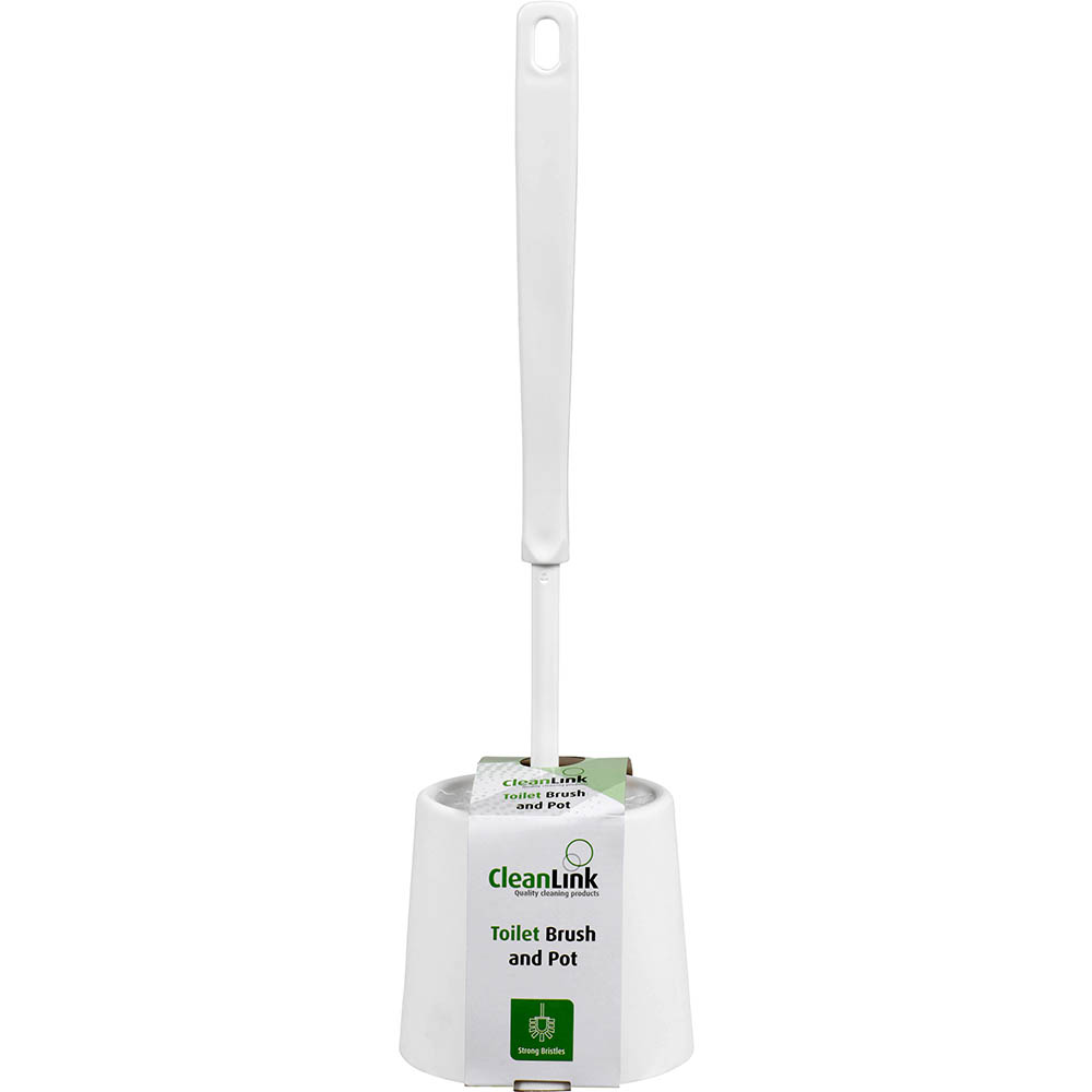 Image for CLEANLINK TOILET BRUSH AND POT WHITE from Pinnacle Office Supplies
