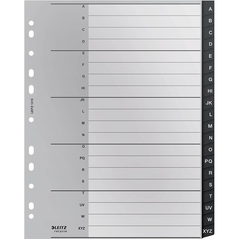 Image for LEITZ RECYCLED INDEX DIVIDER PP A-Z TAB A4 GREY from Office Heaven