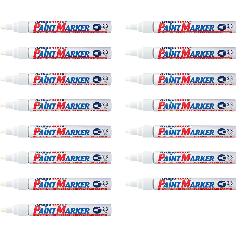 Image for ARTLINE 400 PAINT MARKER BULLET 2.3MM WHITE BOX 15 from Office Fix - WE WILL BEAT ANY ADVERTISED PRICE BY 10%