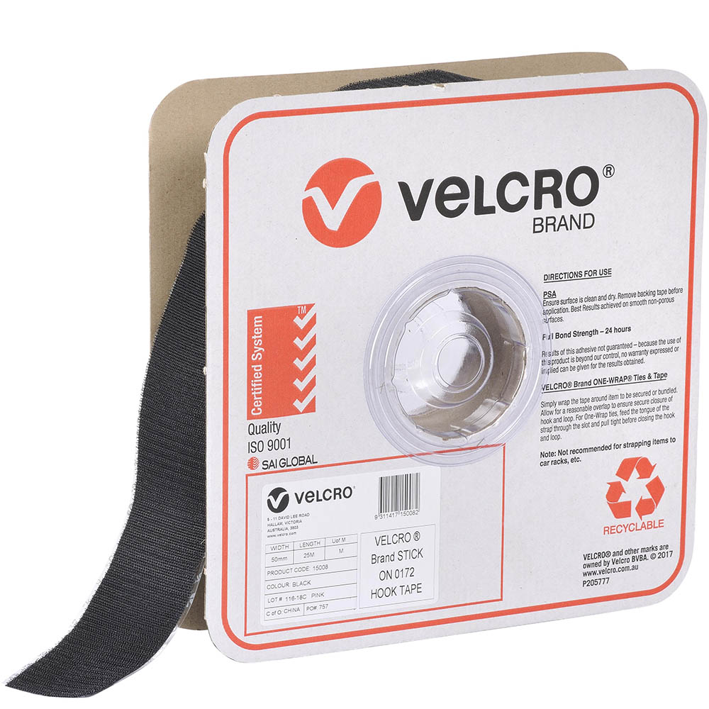 Image for VELCRO BRAND® HEAVY DUTY HOOK ONLY TAPE 50MM X 25M BLACK from Clipboard Stationers & Art Supplies