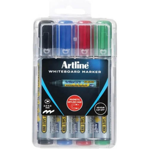 Image for ARTLINE 577 WHITEBOARD MARKER BULLET 3MM ASSORTED HARD CASE PACK 4 from Challenge Office Supplies