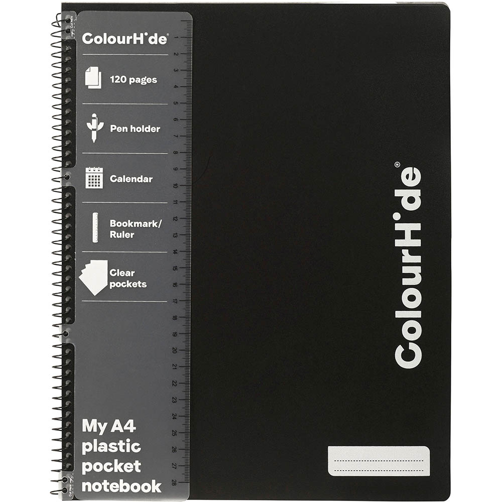 Image for COLOURHIDE NOTEBOOK 120 PAGE A4 BLACK from BusinessWorld Computer & Stationery Warehouse