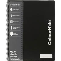 colourhide notebook with pockets 120 page a4 black