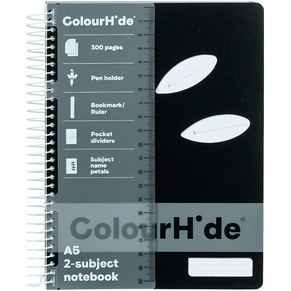 Image for COLOURHIDE 2-SUBJECT NOTEBOOK 300 PAGE A5 BLACK from Challenge Office Supplies