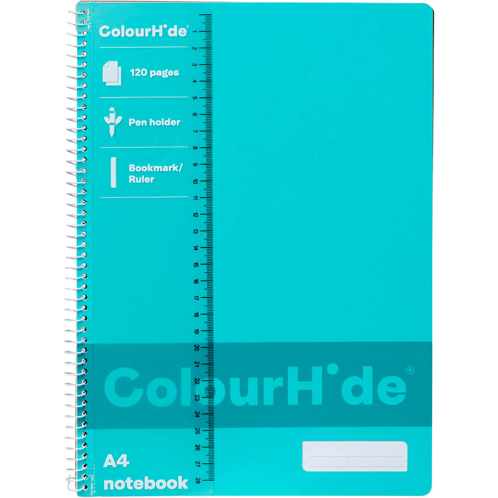 Image for COLOURHIDE NOTEBOOK 120 PAGE A4 AQUA from Mitronics Corporation