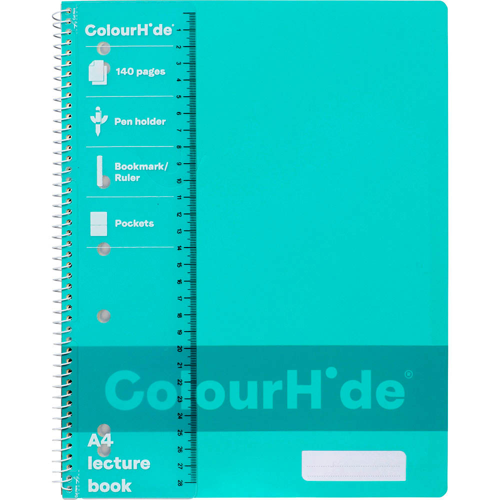Image for COLOURHIDE LECTURE NOTEBOOK 140 PAGE A4 AQUA from Mercury Business Supplies