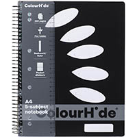 colourhide 5-subject notebook 250 page a4 black