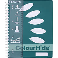 colourhide notebook 5 subject 250 pages a4 teal green
