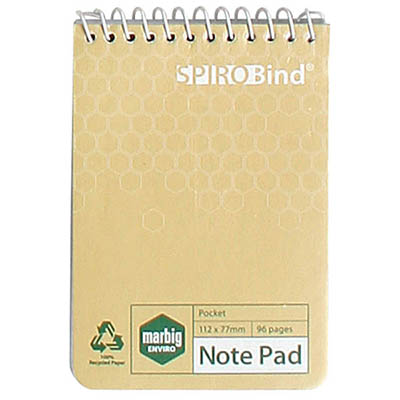 Image for MARBIG 100% RECYCLED NOTEBOOK 96 PAGE 80 X 115MM from Prime Office Supplies