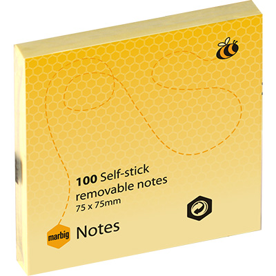 Image for MARBIG REPOSITIONAL NOTES 100 SHEET 75 X 75MM YELLOW PACK 12 from Mitronics Corporation
