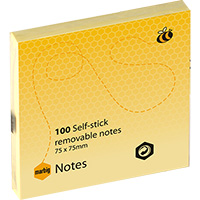 marbig repositional notes 100 sheet 75 x 75mm yellow pack 12