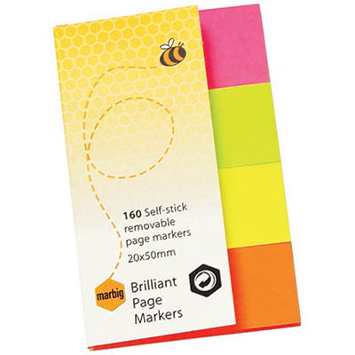 Image for MARBIG NOTES BRILLIANT PAGE MARKERS 160 SHEET 20 X 50MM ASSORTED from Prime Office Supplies