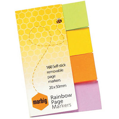 Image for MARBIG NOTES RAINBOW PAGE MARKERS 160 SHEET 20 X 50MM ASSORTED from Mitronics Corporation