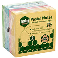 marbig enviro repositional notes 100 sheet 75 x 75mm pastel pack 6