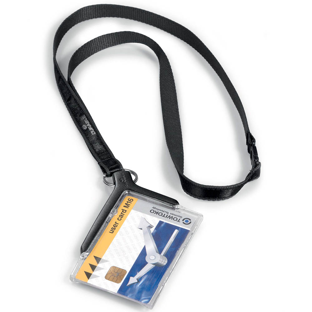 Image for DURABLE DELUXE CARD HOLDER WITH NECKLACE CHARCOAL from That Office Place PICTON