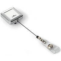 durable retractable id card holder reel chrome quodro silver