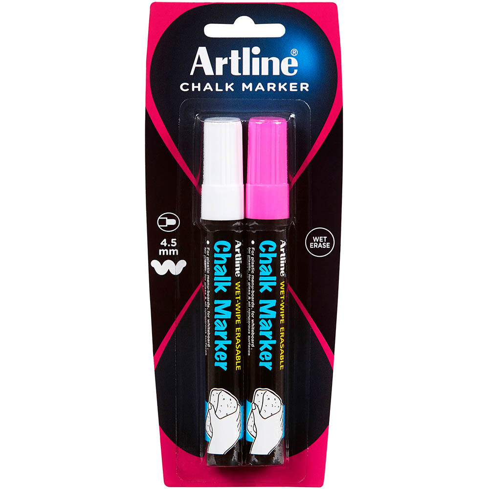 Image for ARTLINE CHALK MARKER BULLET 2MM ASSORTED PACK 2 from That Office Place PICTON