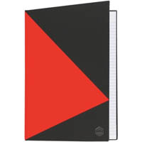 marbig notebook feint ruled hard cover casebound a5 100 leaf black/red