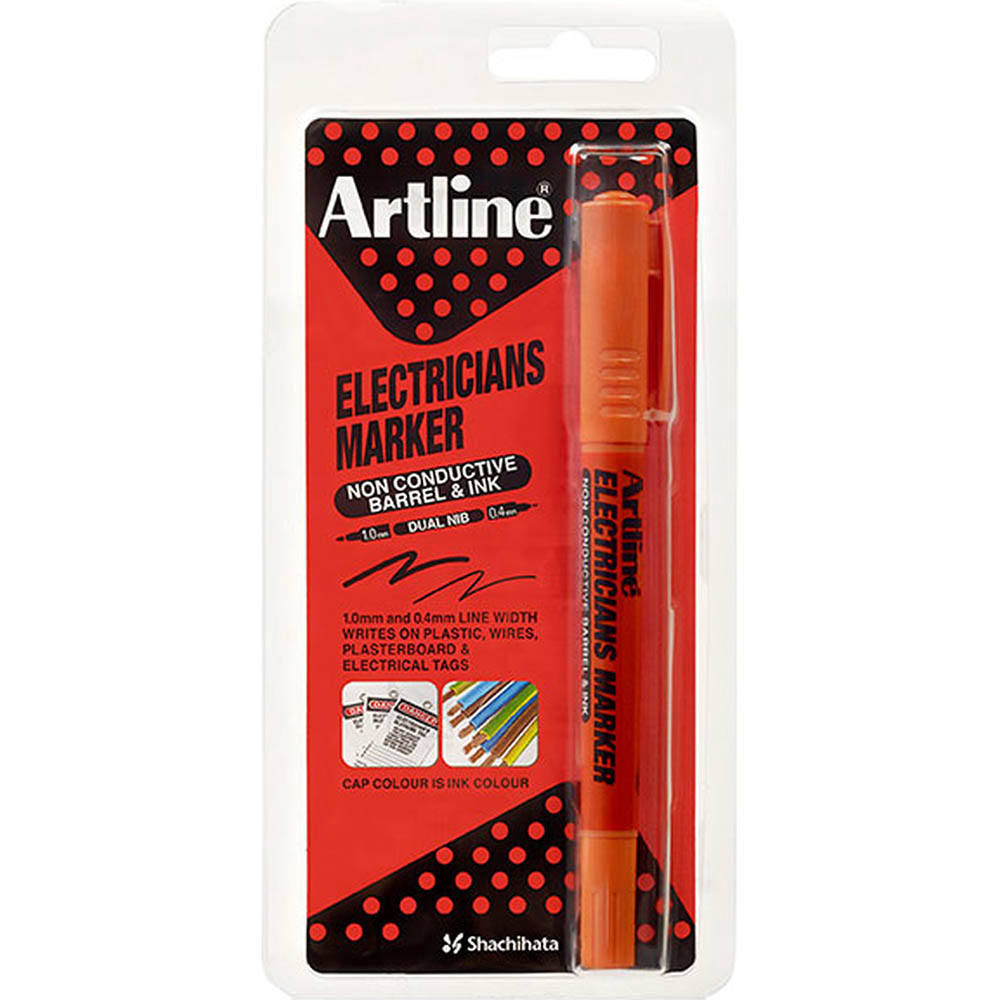 Image for ARTLINE ELECTRICIANS DUAL NIB PERMANENT MARKER BULLET 0.4/1.0MM ORANGE HANGSELL from That Office Place PICTON