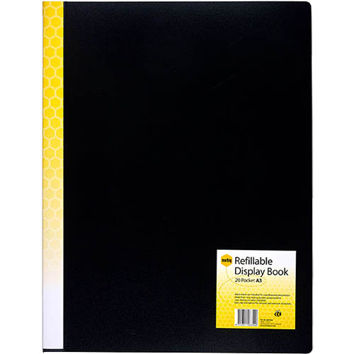 Image for MARBIG DISPLAY BOOK REFILLABLE 20 POCKET A3 BLACK from Australian Stationery Supplies