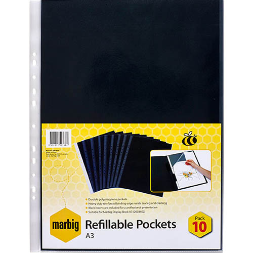 Image for MARBIG DISPLAY BOOK REFILL A3 CLEAR PACK 10 from Memo Office and Art