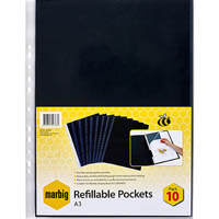 marbig display book refill a3 clear pack 10