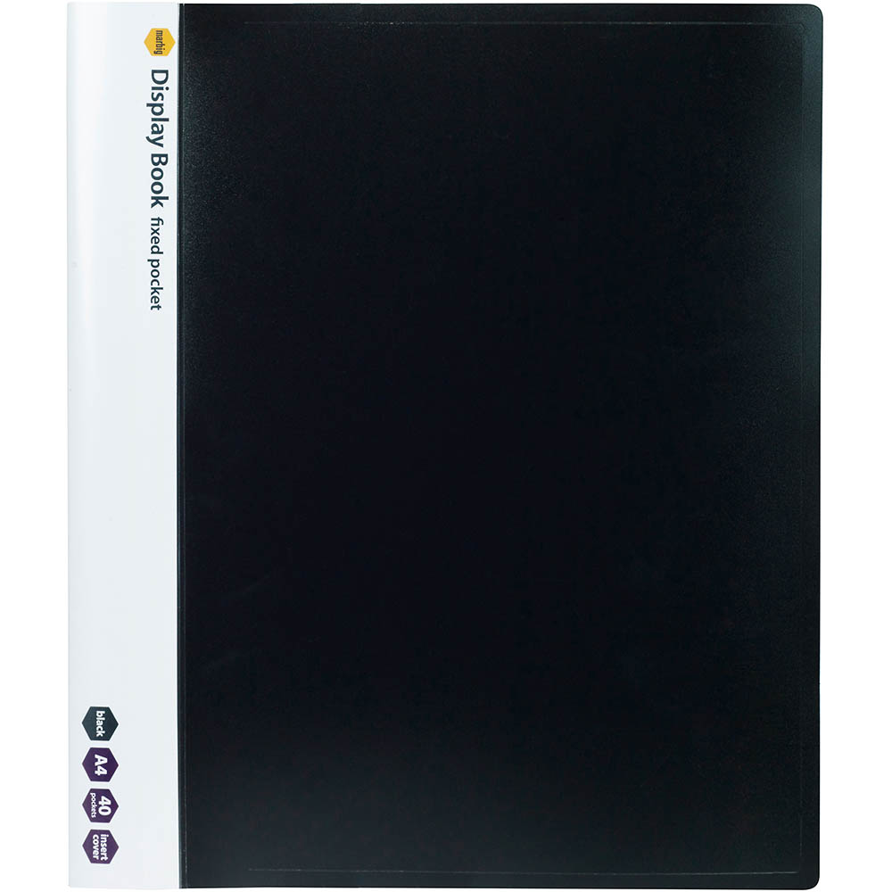 Image for MARBIG DISPLAY BOOK NON-REFILLABLE INSERT SPINE 40 POCKET A4 BLACK from ONET B2C Store